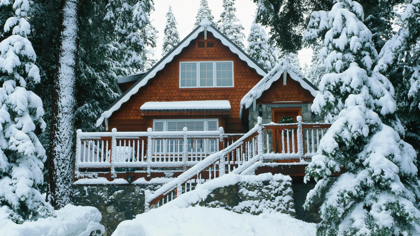 Snow-covered Tahoe rental property